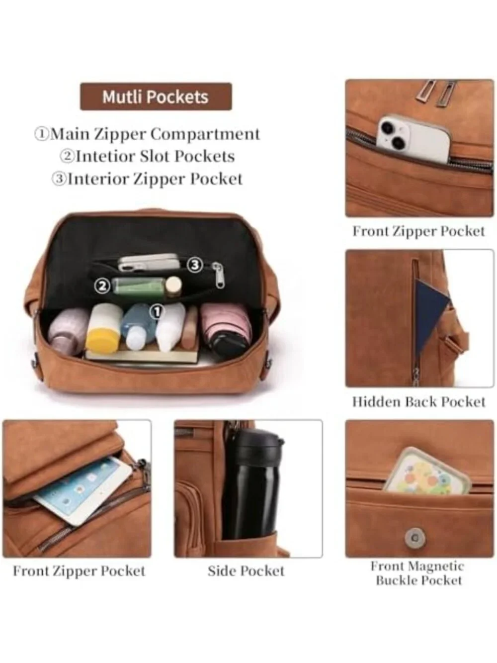 Stylish Leather Backpack Purse for Women | Convertible Travel Bag with Wristlet